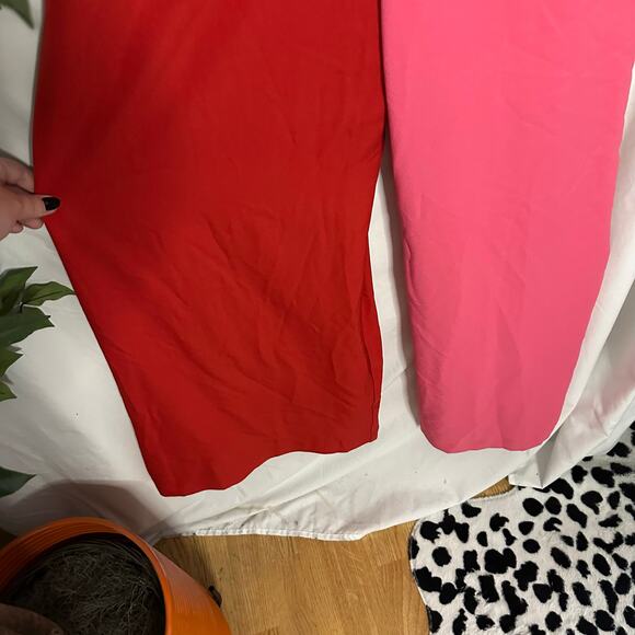 Anthropologie Hutch Yasmin Colorblock V-Neck Jumpsuit Pink Red Size 2 - Picture 7 of 9